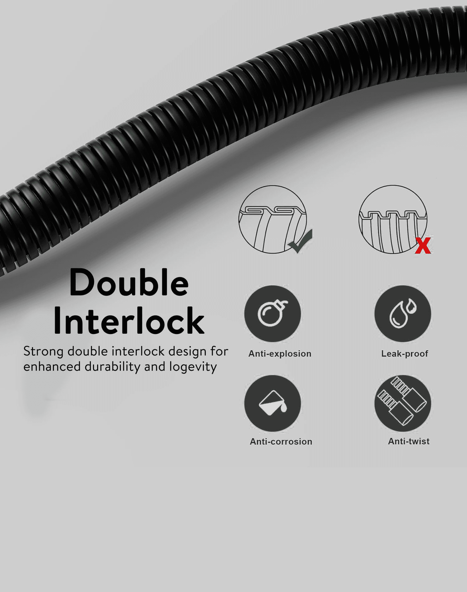 AquaYouth Stainless Steel Shower Hose with Adjustable Shower Arm Holder.
