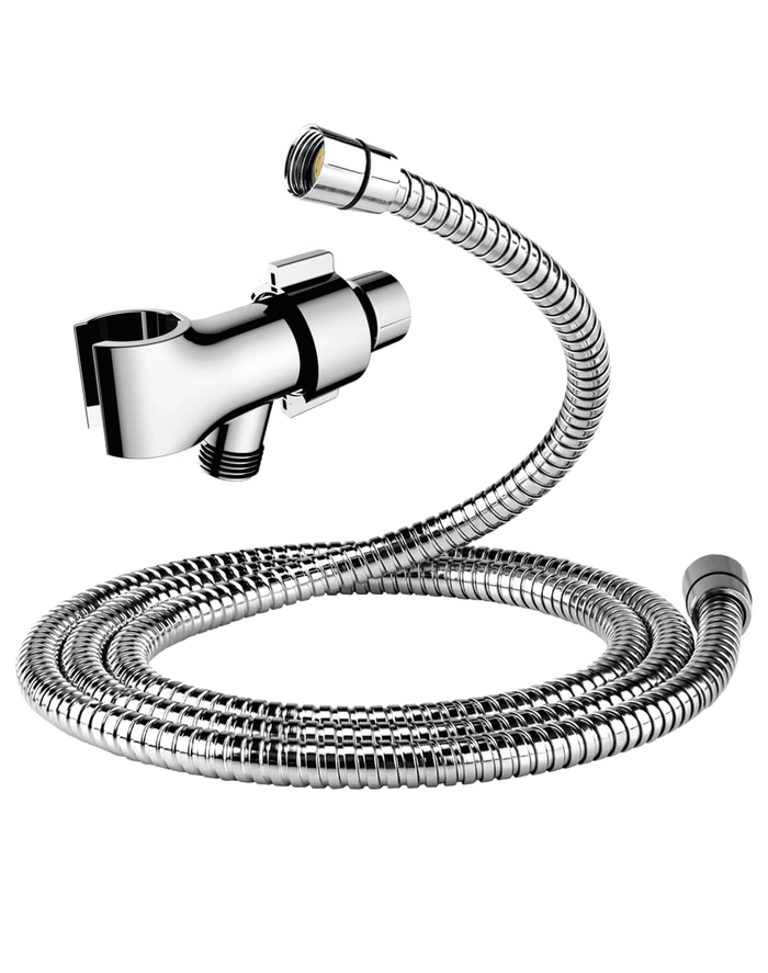 AquaYouth stainless steel shower hose with adjustable shower arm holder, chrome
